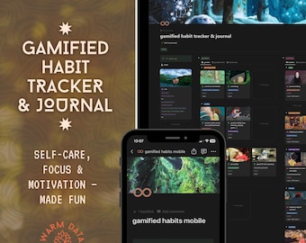 ADHD-Friendly Notion Habit Tracker | Gamified Routine & Self-Care System | Daily Journal, XP Rewards, Productivity Template