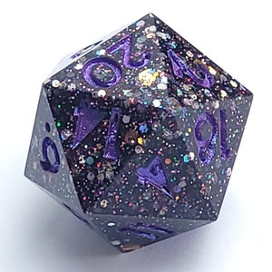 Handmade dice, jumbo D20, 30mm D20, Chonk dice, Pen and Paper, Dnd dice, TTRPG dice, polyhedral dice, sharp edged dice, glitter