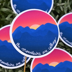 The Mountains are Calling Glossy Weatherproof Vinyl Sticker | Colorado Logo Sticker | Colorado Mountains Sticker | Mountainscape Vinyl