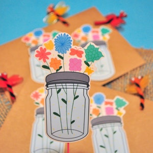 Jar of Flowers Glossy Weatherproof Vinyl Sticker | Jar of Flowers | Flower Jar | Flower Jar Sticker | Floral Stickers