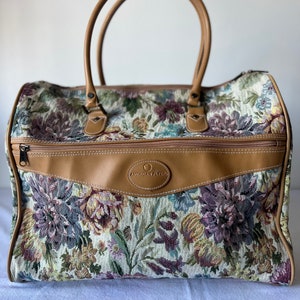 Vintage Jordache Suitcase Floral Pattern Tapestry Luggage Carry on Travel  20”