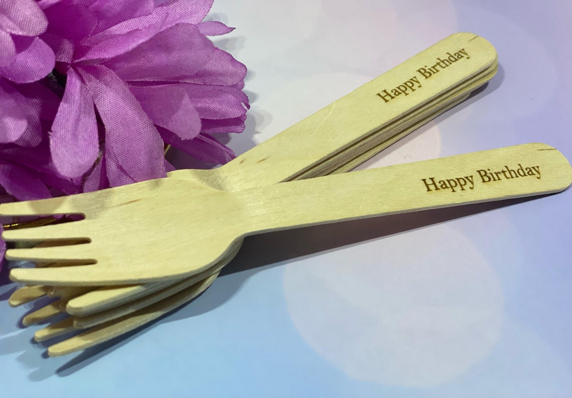Wooden Forks Baby Shower Party Favor Wooden Custom Engraved Etsy