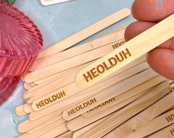 Engraved Wood Sticks – Perfect for Ice Cream, Crafts, or Branding, Personalized Popsicle Sticks, Engraved Wood