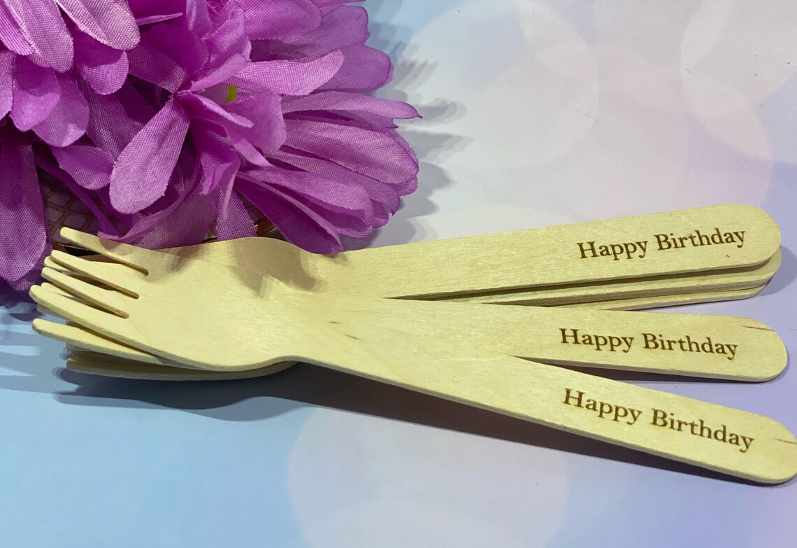 Wooden Forks Baby Shower Party Favor Wooden Custom Engraved Etsy