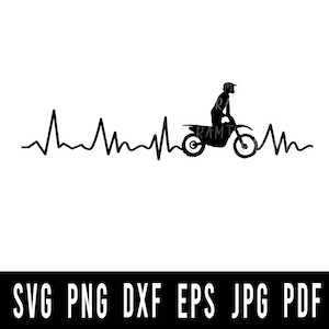 Motocross Heartbeat SVG: Rider Clipart Cut File (Digital Download)