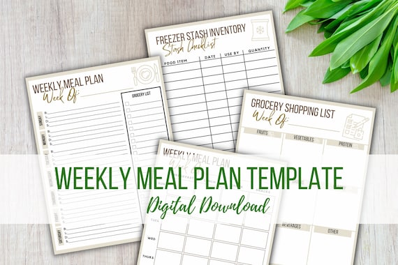 Weekly Meal Plan & Grocery List Printable Template | PDF Download | Meal Planner | Meal Plan | Grocery List
