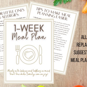 1-Week Baby/Toddler Meal Plan Grocery List Meal Plan Recipe Cards Baby-led Weaning & Toddler Eating image 4