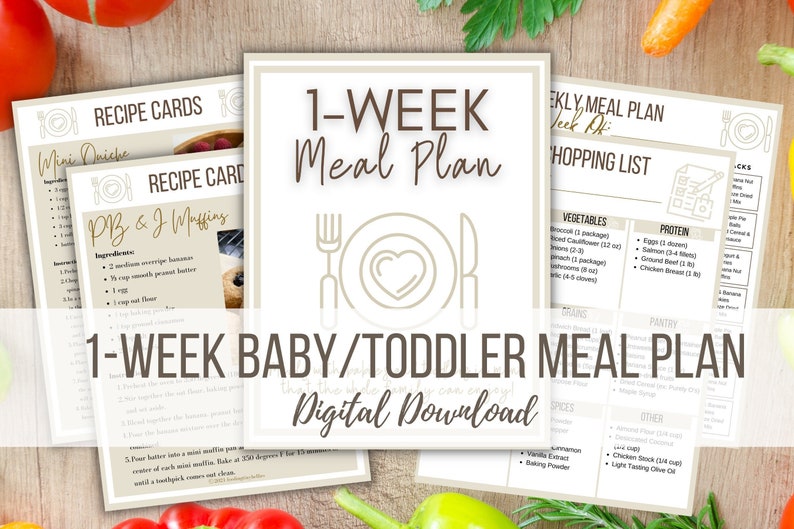 1-Week Baby/Toddler Meal Plan Grocery List Meal Plan Recipe Cards Baby-led Weaning & Toddler Eating image 1