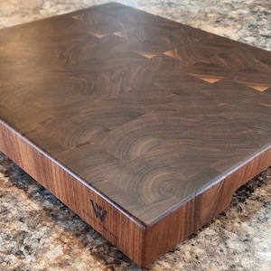 Handcrafted Walnut End Grain Cutting Board, Large Butcher Block, Personalized