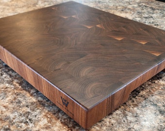 Handcrafted Walnut End Grain Cutting Board, Large Butcher Block, Double Sided, Personalized
