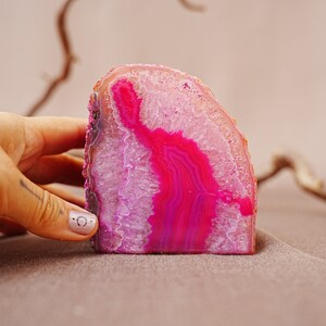 Achat Lampe in Rose, Achat Geode als Kerzenlaterne 2E