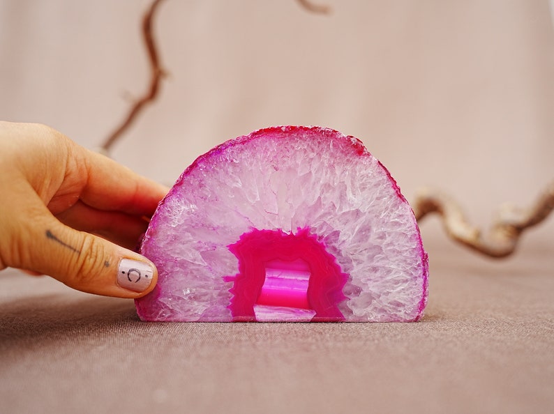 Achat Lampe in Rose, Achat Geode als Kerzenlaterne 2C