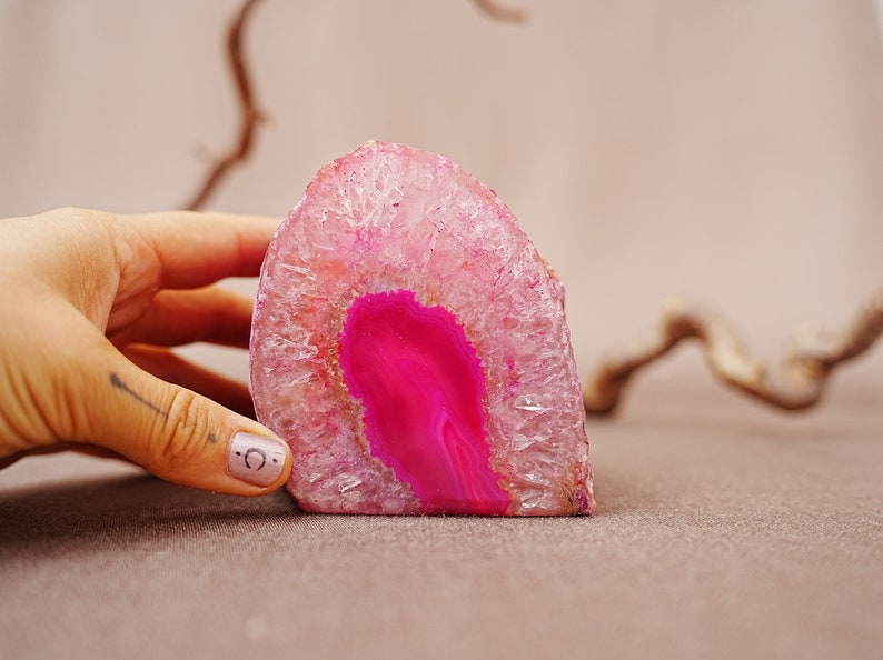 Achat Lampe in Rose, Achat Geode als Kerzenlaterne 2B