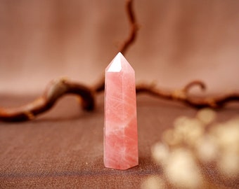 Rose Quartz Tower I Crystal Obelisk, AA Quality, Rose Quartz Point with Base
