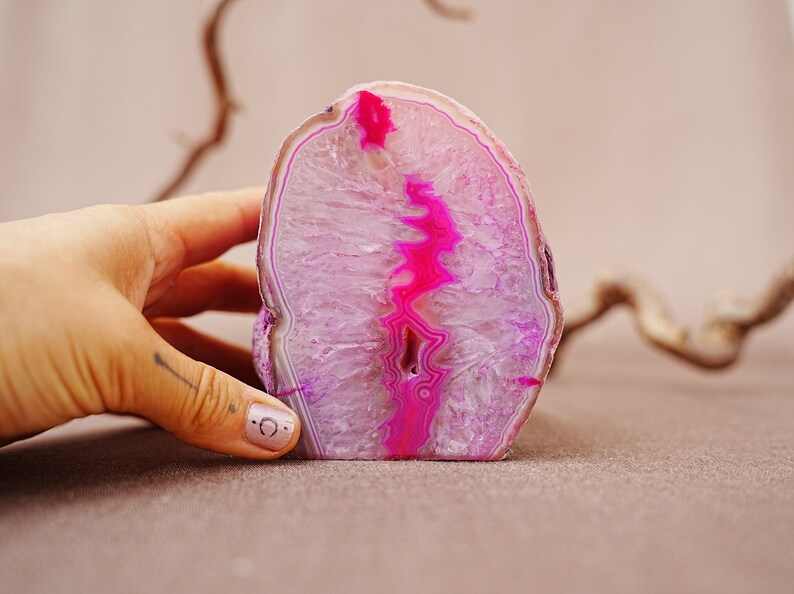 Achat Lampe in Rose, Achat Geode als Kerzenlaterne 2D