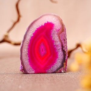 Agate lamp in rose, agate geode as candle lantern 2A