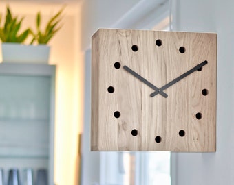 Double - horloge murale design double face grande en bois de chêne par Natuhr horloge de bureau des deux côtés horloge