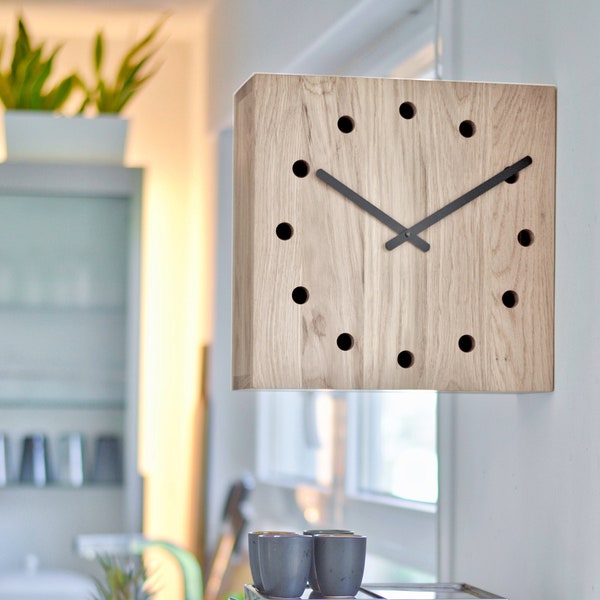 Double - double face design horloge murale médium en bois de chêne par Natuhr horloge de bureau sur les deux côtés horloge