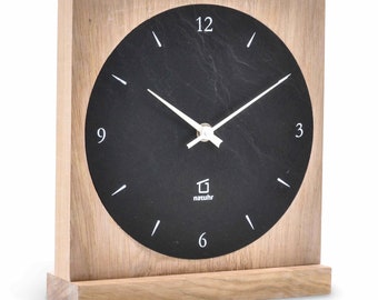 Horloge de table Ortler Dolomites Gran Sasso Säntis chêne bois massif ardoise horloge Natuhr