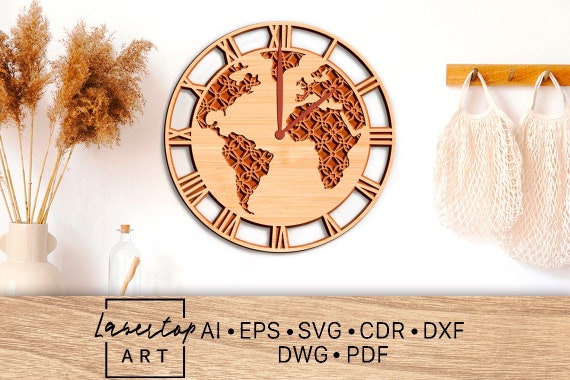 World Map Clock Laser Cut File GLOBE Laser Svg Multi Layer | Etsy