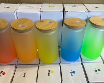 Glass Tumbler, Cans, 16oz with Straws - Sublimation, Wholesale Blank, Ready