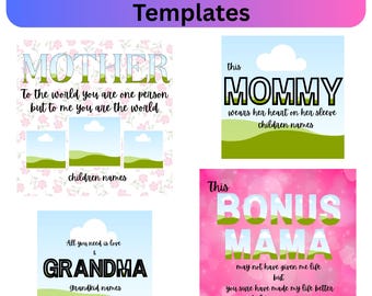 Mother's Day Frame Templates, Mother's Day, Bonus Mom, Grandma, GIGI, Fully Editable