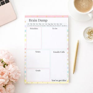 Anteckningsblock för hjärndump | Daglig planerare | Att göra-lista | Produktivitetsplanerare | Skrivbordsblock | Minimal planerare | Handgjort anteckningsblock