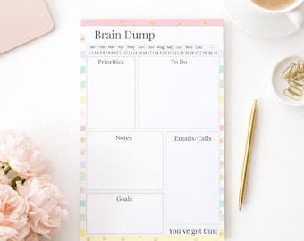 Brain Dump Notepad| Daily Planner Pad| To Do List| Productivity Planner| Desk Notepad| Minimal Planner| Handmade Notepad