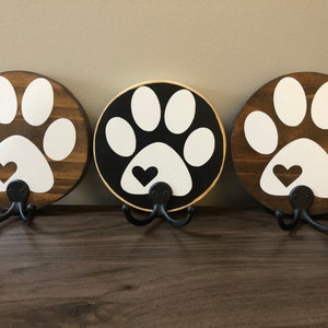 Paw Print Leash Holder, Leash Holder, Wall Hanging Dog Leash, Paw Print Dog Sign, Dog Wall Decor