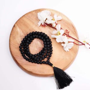 Lava Stone Mala Necklace, Lava Stone Necklace (Knotted) | Lava Beads 108 Mala Bracelet, Gemstone Prayer Beads Lava Bracelet (Japa Mala 108)