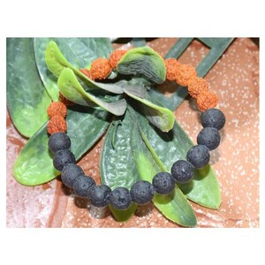 Rudraksha Lava Stone Bracelet, Rudraksh Bracelet, Bracelet For Men and Women, Buddha Jewelry, Lava Stone Jewelry, Lava Rudraksha Bracelet