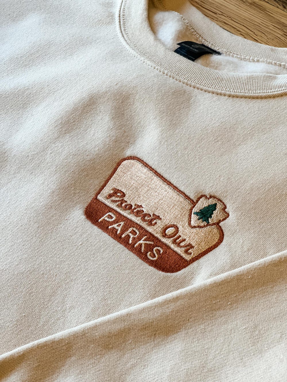Embroidered ‘Protect Our Parks’ Sweatshirt | National Parks | Vintage Park Sign Design | Nature Lover Gift | Outdoor Hiking Crewneck