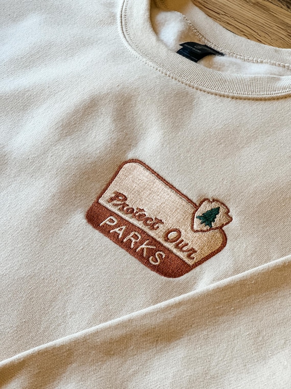 Embroidered Protect Our Parks Sweatshirt Hoodie and Tote, Vintage National Park Sign, Nature Lover Gift, Hiking Gift