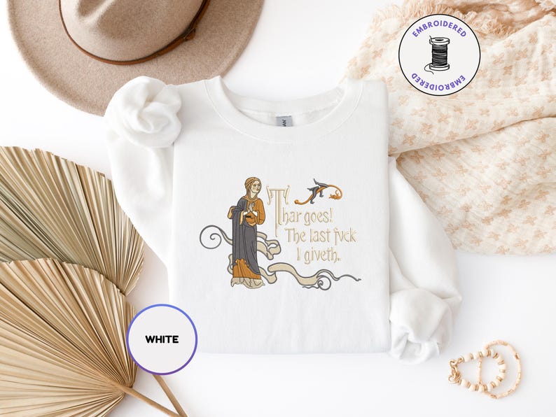 Sudadera con capucha bordada con cita medieval / Regalo para feria renacentista / Sudadera divertida y sarcástica con cuello redondo / Sudadera con capucha de humor negro para festivales renacentistas imagen 9