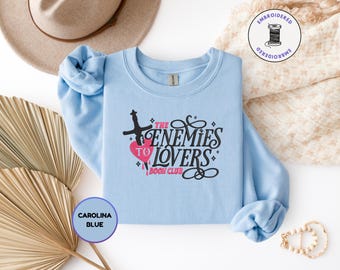 Enemies to Lovers Embroidered Sweatshirt, Romance Book Club Hoodie, Booktok Trope Crewneck, Slow Burn Reader Gift, Cozy Bookish Sweater