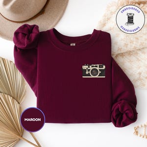 Vintage Camera Embroidered Sweatshirt • Photographer Gift • Retro Film Camera Crewneck image 9