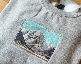 Mountain Embroidered Sweatshirt • Outdoorsy Gift • Hiking Crewneck • Adventure Mountain Shirt