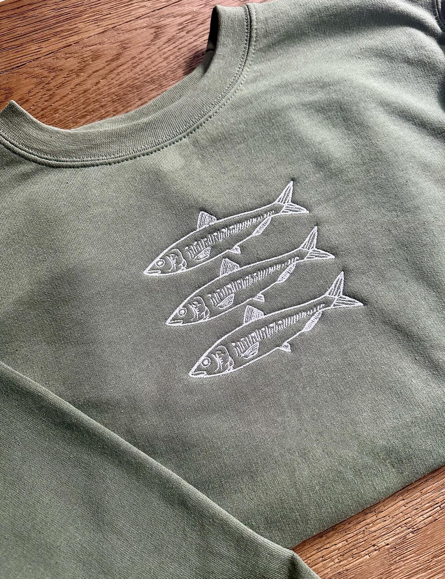 Embroidered Sardine Sweater | Ocean-Inspired Apparel | Minimalist Tinned Fish Gift | Sea Life Lover Pullover | Sustainable Fish Sweater