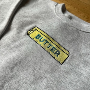 Embroidered Butter Sweatshirt: Cozy Unisex Foodie Pullover