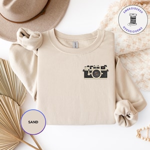 Vintage Camera Embroidered Sweatshirt • Photographer Gift • Retro Film Camera Crewneck image 7