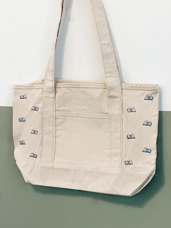 Embroidered Book Tote Bag • Personalized Reader Gift