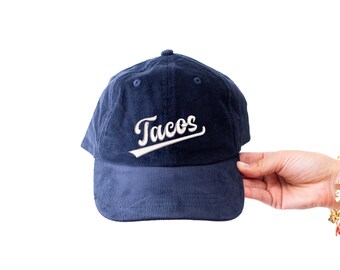 Tacos Embroidered Corduroy Cap • Retro Baseball Hat • Gift for Taco Lovers