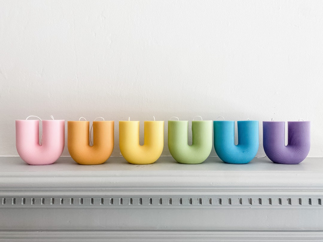 Large Ushaped Ribbed Candle Color Options Large Macaroni Etsy