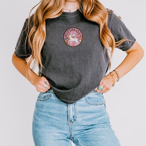Sagittarius Embroidered Patch Crop Top, Zodiac Star Sign Cropped Tee, Astrology Birthday Gift for Her, Archer Embroidered Shirt