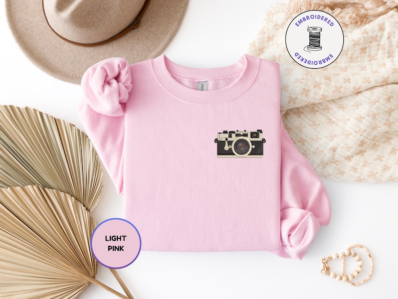 Vintage Camera Embroidered Sweatshirt • Photographer Gift • Retro Film Camera Crewneck image 5