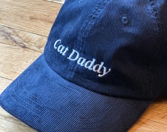 Bestickter Cat Daddy Cordhut: Lustiges Haustier-Elterngeschenk