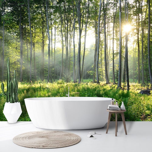 Fantasy Enchanted Forest Mural Deep Wood Lage Forests Wall Etsy