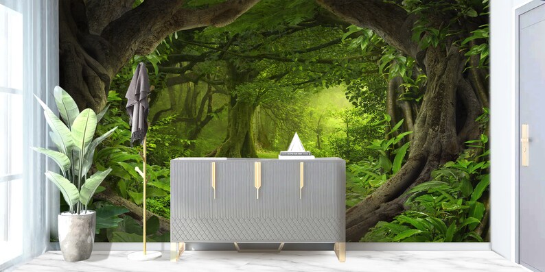 Fantasy Enchanted Forest Mural, Large Forests Wall Murals, Nature