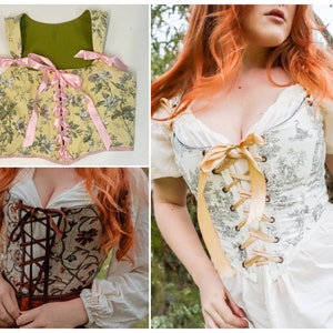 Reversible Stays - Custom Sized - Size Inclusive - Overbust Cottagecore Top - Ren Faire Bodice - Renaissance Corset - 18th Century Corsetry