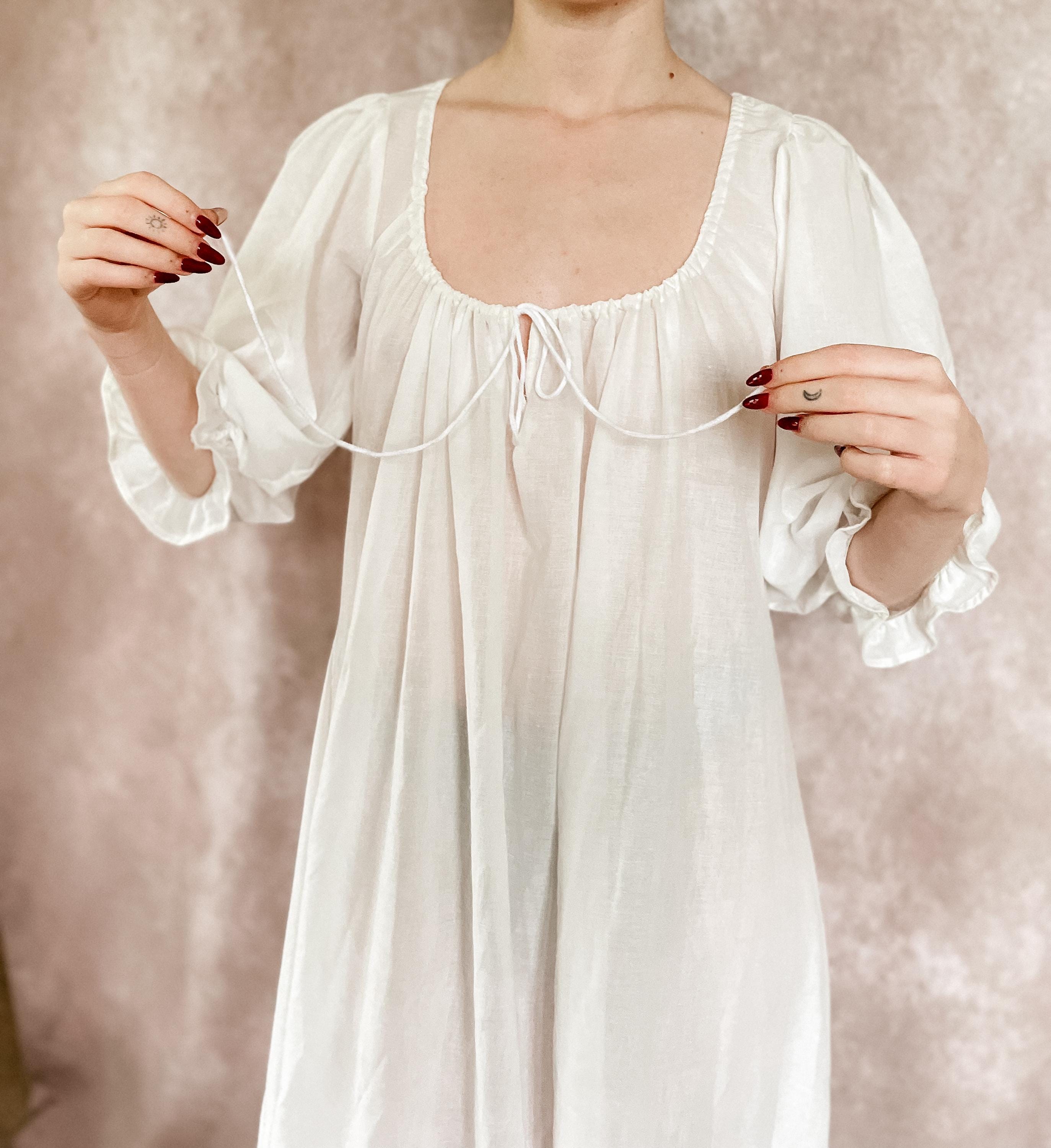Knee Length Cotton Nightgown - Etsy Knee Length Cotton Nightgown - Etsy